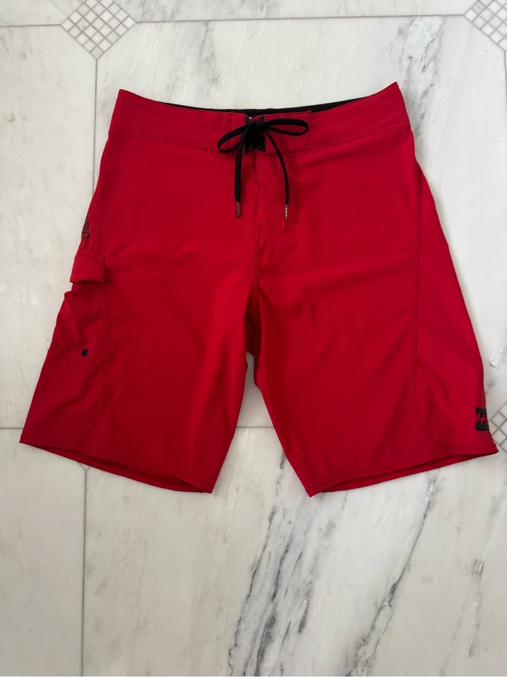 Billabong Men's Red Boardshorts with Black Drawstring